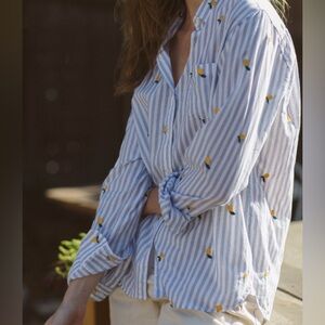 Trovata | Birds of Paradis | Grace Button Down | Lemon Print | XS